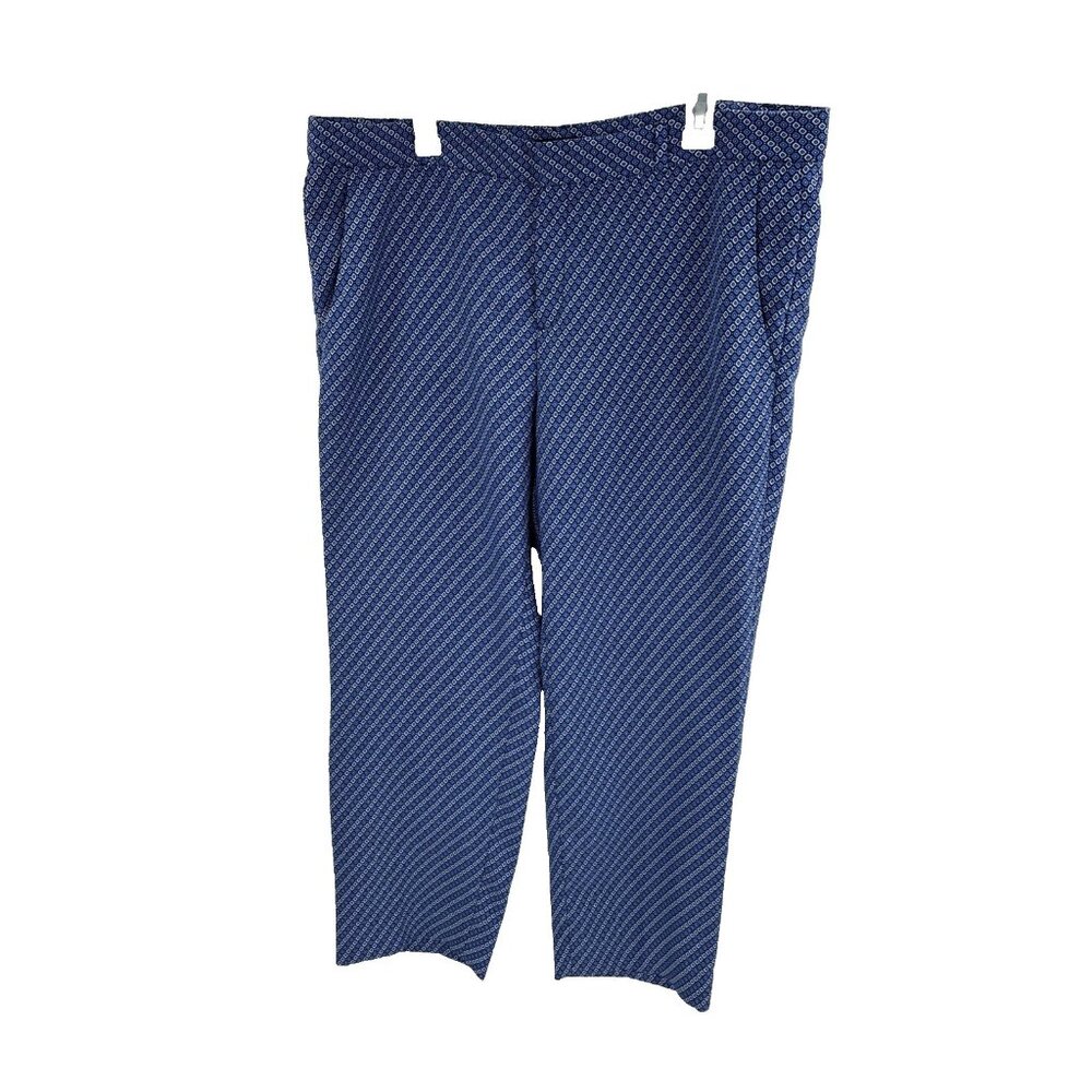 Banana Republic Avery Womens Dress Pants Blue Geometric Print Career Size 14